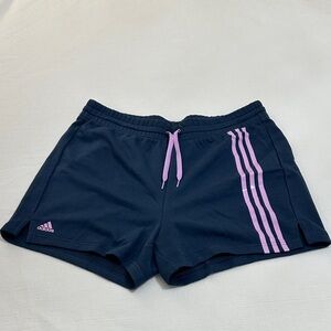 adidas Women's Navy Athletic Shorts with Purple Stripes